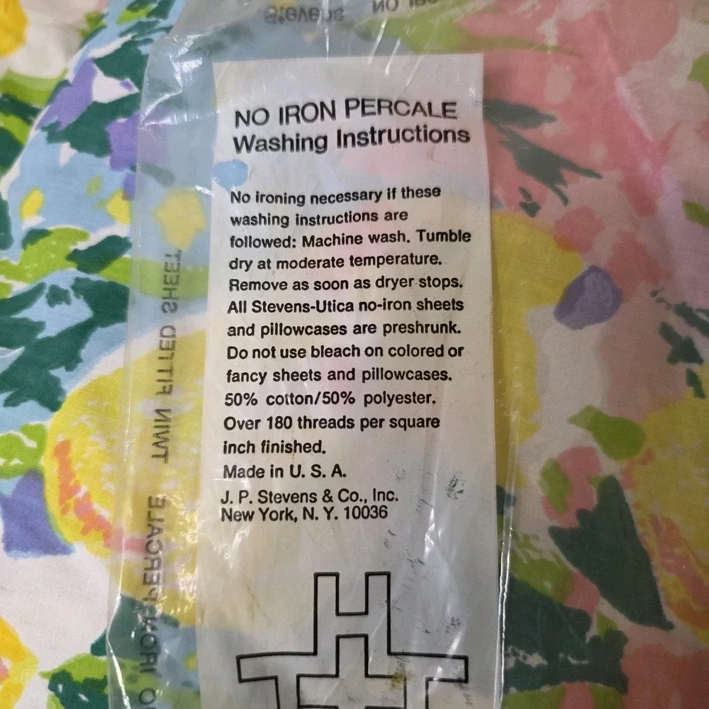 VTG Stevens Utica Chelsea Twin Fitted Sheets NOS Floral Percale Set of 2 MCM